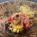 カーサ・デル・チーボ - フォアグラと玉蜀黍のテリーナとプロシュット