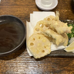 鶴亀八番 - 穴子とレンコン天ぷら