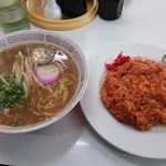 のざわ食堂 - 中華そば３５０円とチキンライス４３０円　計７８０円≪2013年4月≫