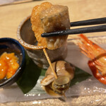 馳走屋 巣庵 - 7000円コース　お通し、シャケの南蛮漬けアップ