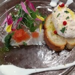 トラットリア イル レガーロ - 真鯛カルパッチョ、生ハムムースとバゲットρ( ^ｏ^)b_♪♪