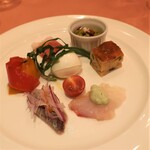崎陽軒本店 イルサッジオ - 一日50食限定プランツォコース（3,600円）の前菜。