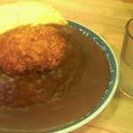 河 - [2013.4]山盛りカレー\600＋オムレツ\200＋コロッケ\100