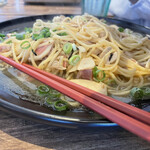 元祖パスタ食堂 - 姪　和風ベーコンきのこ　スライスニンニクたっぷり