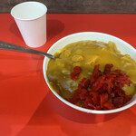 名物 万代そば - 朝ご飯を食べ過ぎ、チョット小さめのミニカレーライス