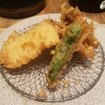 天ぷら串とまぶしめし ハゲ天 - 烏賊と獅子唐と舞茸　