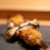 とり茶太郎 - 2022.9 ねぎま（上から比内地鶏、葱、信州黄金シャモ）