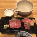 手打ちそばちくま - 鮪の刺身、栗駒山:八朔