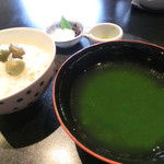 島宿　真里 - ＜昼＞オリーブごはんとほうれん草の吸い物