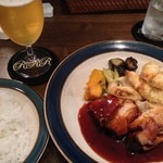 リラックス＆リクリエーション　ルーム - 本日のランチ（豚のコーラ煮と鶏ささみのフリット）