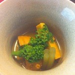 Miyamasou - 炊き合わせ。菜の花、筍、うなぎ