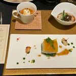 ガストロノミー ジョエル・ロブション - スペルト小麦のリゾット、カラスミのクルートを纏ったマナガツオ、スープ・ド・ポワゾン