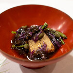 うを徳 - 2022.9 根室産秋刀魚・岩手産香茸・山形産もって菊・山形産ミズ餡掛け