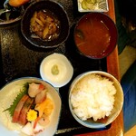 食処 みやび - 刺し身定食(税込1100円)