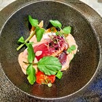 リストランテ フォレスタ・ヴェルデ - 戻りカツオのイタリアンフリットとウズラ卵のポッシェのインサラータ