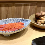 富小路 やま岸 - 本日の食材（筋子&松茸）