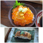 Sushi Kappou Sushikou - ◆雲丹いくら盛り・・雲丹はお値段なりですけれど、イクラは好みだったそう。 ◆穴子の手巻き寿司・・海苔がパリパリで美味しいと。