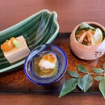 Kaisekiryouri Mishimaya - 組小鉢湯葉豆腐もずく酢ホヤ塩辛