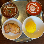 インドアジアンレストラン バガィチャ - レディーズセット　1,150円　のマトンカレーと海老カレー