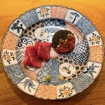 東京肉しゃぶ家 - 但馬玄 特選赤身 刺身と但馬玄 タルタル ドライフルーツ キャビア