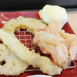 Tempura Meshi Ten Nosuke - レンコン、カボチャ、エビ、かき揚げ、玉子