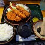 とんかつ こころ - エビ・チキンかつ定食　このご飯が小なの