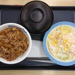 松屋 - 料理写真:牛めし(ミニ)生物野菜セット ¥450