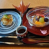日本橋浅田 - お誕生のデザートはあんみつ付き♪鶴は、可愛い店員さんが折ってくれました(*^^*) 