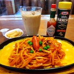 喫茶 ユキ - 鉄板イタリアンスパゲティ、アイスカフェオレ