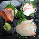 Kyuushuu Jounetsuya - 鮮魚のお刺身三点盛り