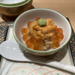 難波 鮨 よこ田 - ウニとイクラ小丼