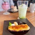 HATSUNEYA GARDEN CAFE - 『抹茶ラテ(アイス)』
            『さつま芋ブリュレ』
