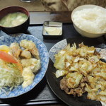 食堂ひまわり - 【日替わり定食＠５００円】　メインは豚とキャベツの塩胡椒炒めでした。　お母さんの味です。