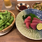 居酒屋 よこしん - わさび枝豆とヨコの造り