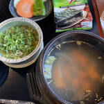 Sumiyaki Nikumaru - ネギ塩は七里の上に乗っけて温めます