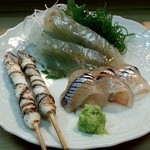 栄寿司 - 2013,4月　平目&さより昆布〆とさよりの炙り