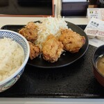Yoshinoya - 唐揚げ定食　並　ご飯大盛り