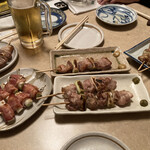 焼鶏館 - ネギベーコン、ひな皮、とり精肉、ぶた精肉