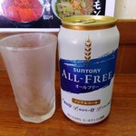 俺の中華たなか家 - 残暑がちょっと厳しかった(笑)ので、「サントリーオールフリー」注文(*^^)v　グラスも冷え❄冷え❄