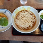 おうどん 瀬戸晴れ - ぶっかけ温小(470回)+野菜天(250回)