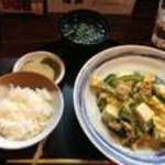 Okinawa Dainingu Chura Sai - ゴーヤチャンプル定食。あおさスープも美味しい。食材や調味料は沖縄からとりよせているこだわり。身体にやさしい味。元気でそう♪