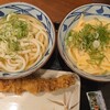 Marukame Seimen - 釜玉うどん(並)420円 かけ(並)340円 かしわ天160円