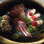 味酒 かむなび - お造り盛り合わせ。こだわりのお造りたちです。