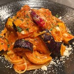 aubergine and bacon arrabbiata