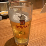 Nagoya Meibutsu Misokatsu Yabaton - 生ビール(可愛い矢場とんに気づいたのはガブっと飲んだ後)