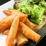 Mentaimochi cheese spring rolls