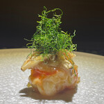 隼 - ⑧松
      松茸と伊勢海老の葱生姜瞬間煮込み　揚げた芽ねぎ