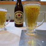 御料理 寺沢 - 瓶ビールは赤星ラガー