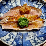 とり茶太郎 - 黄金軍鶏とホロホロ鳥の叩き　生姜と山山葵がローストビーフのような味わいに