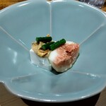 温石 - 落花生どうふの葛がため、無花果添え